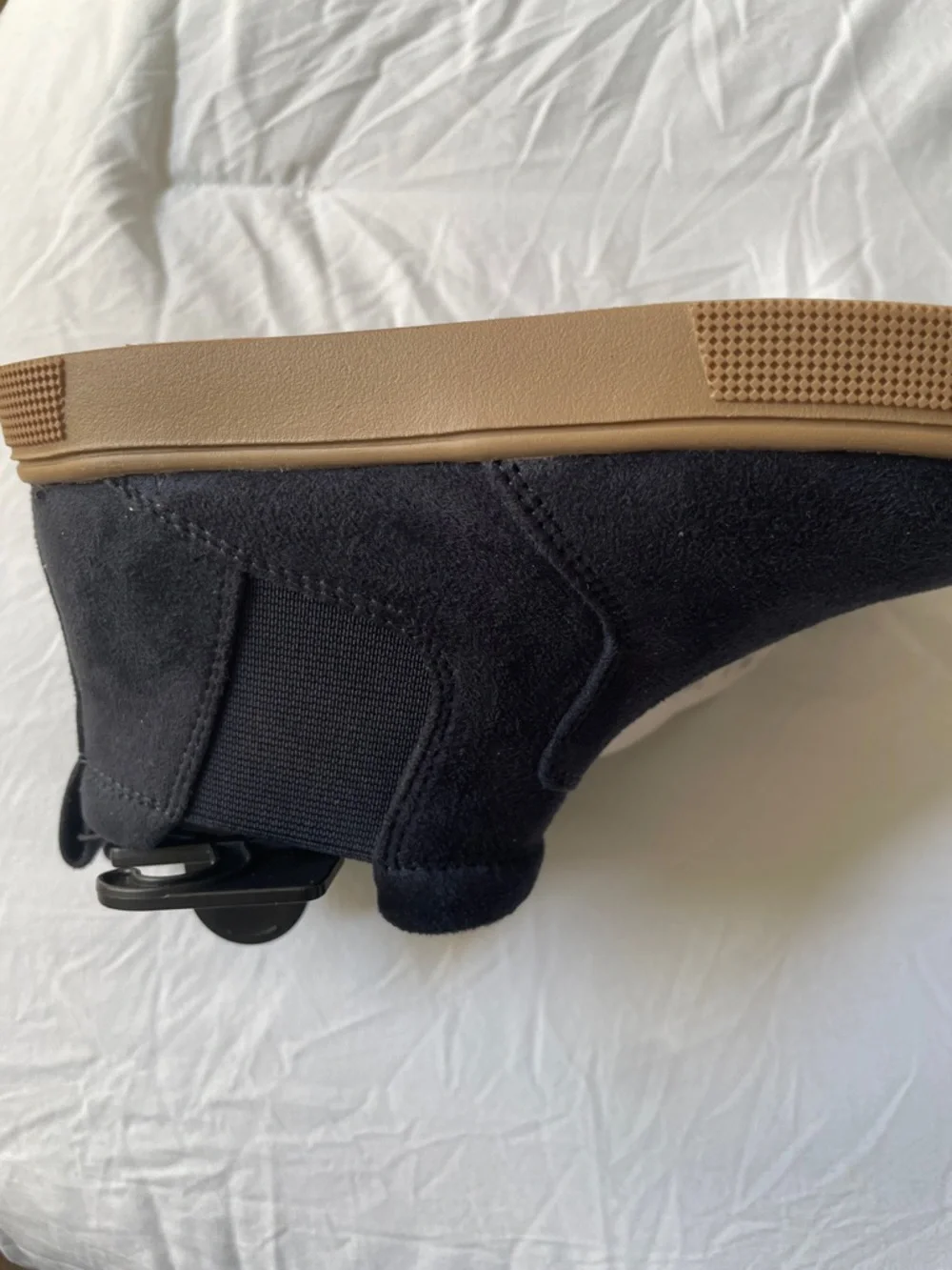 wonder nation Navy Suede Chelsea Boot with Tan Sole
